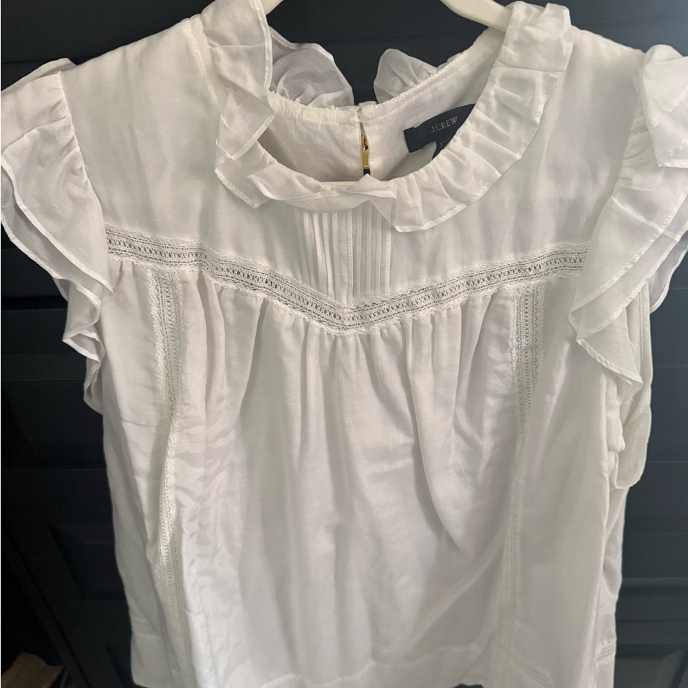 J. Crew Cream Ruffle Blouse